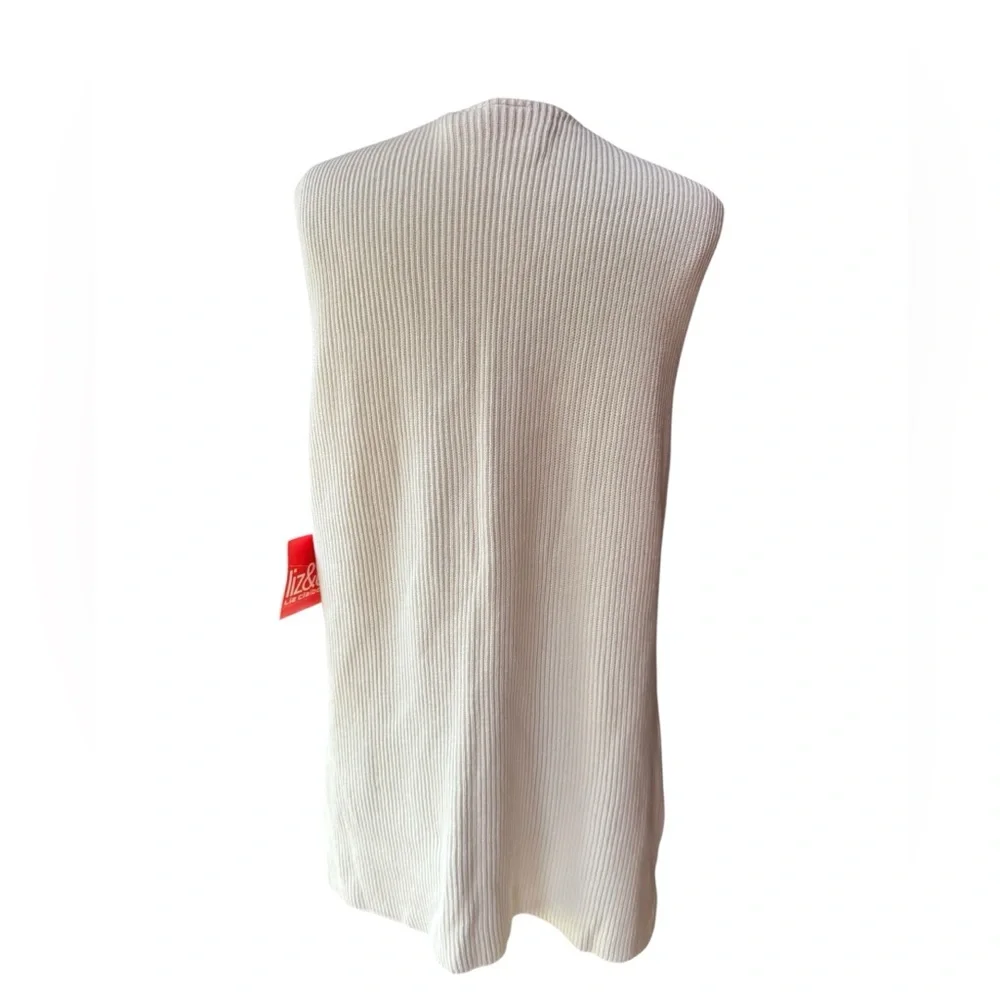 Deadstock 1980s/90s Liz & Co. 100% Cotton Off White Ribbed‎ Open Cardigan